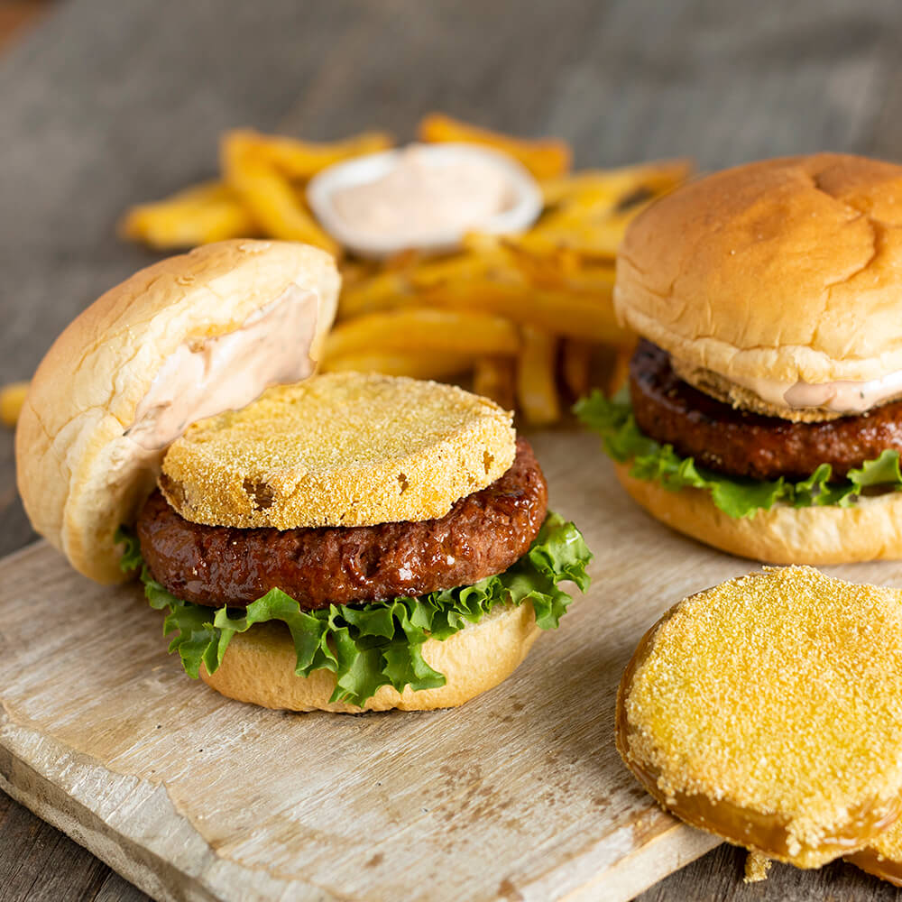 VEGAN BURGER WITH FRIED GREEN TOMATO